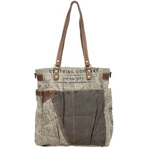 MYRA BAG Broil Upcycled Canvas Shoulder Bag S-1226 Leather Trim Boho Sustainable
